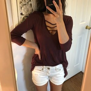 American Eagle | White Mid Rise Jean Shorts Small Distressed Cuffed